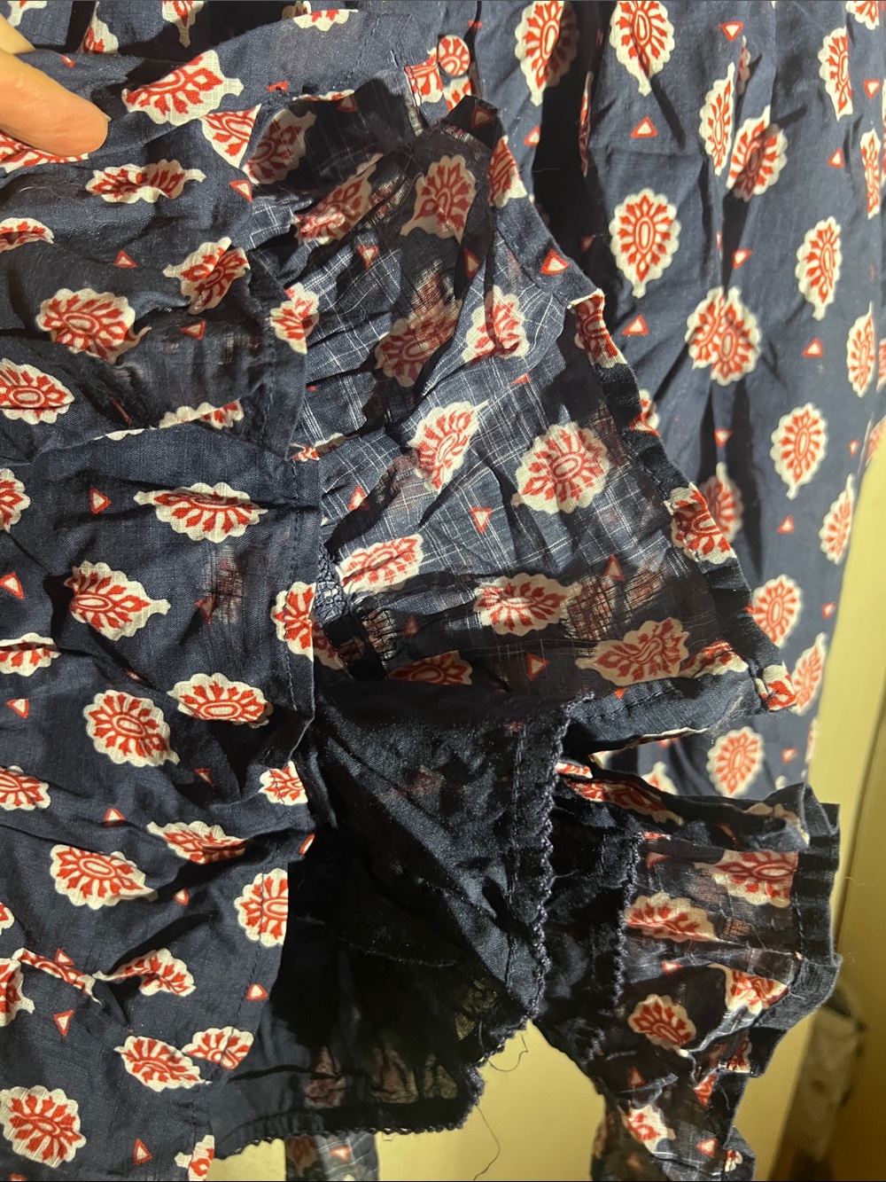 NWOT L Anthropologie Navy Blue & Red Indian Print Sleeveless Sundress w/pockets! - Picture 6 of 8